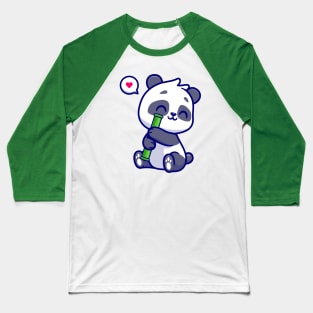 Cute Panda With Bamboo Cartoon Baseball T-Shirt